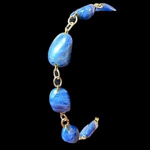 Antique Signed French Blue Sodalite Bead Estate Bracelet